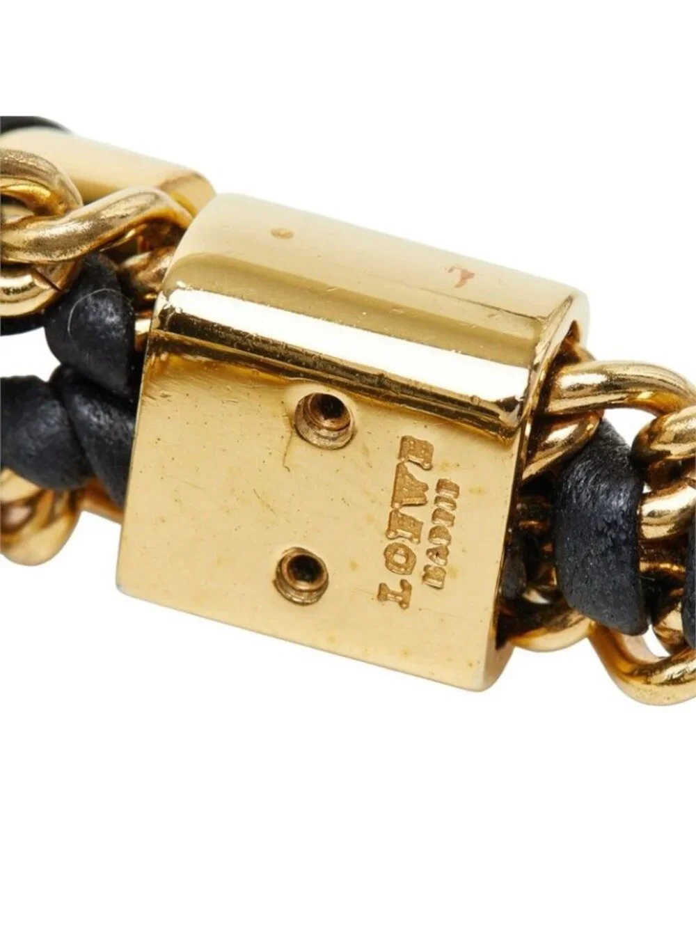 Loewe Chain Bracelet Gold Black Leather Plated